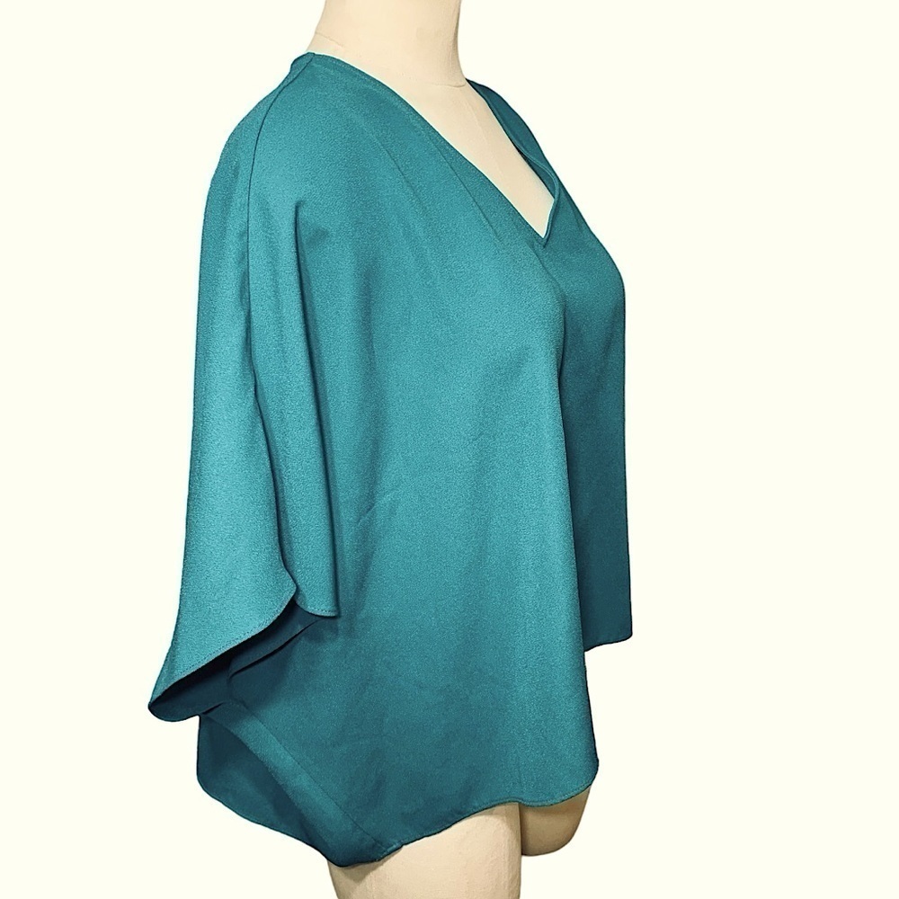 Aritzia Babaton Green Crepe Blouse Sz S Oversized Dolman Short Sleeve Shirt - Picture 3 of 13
